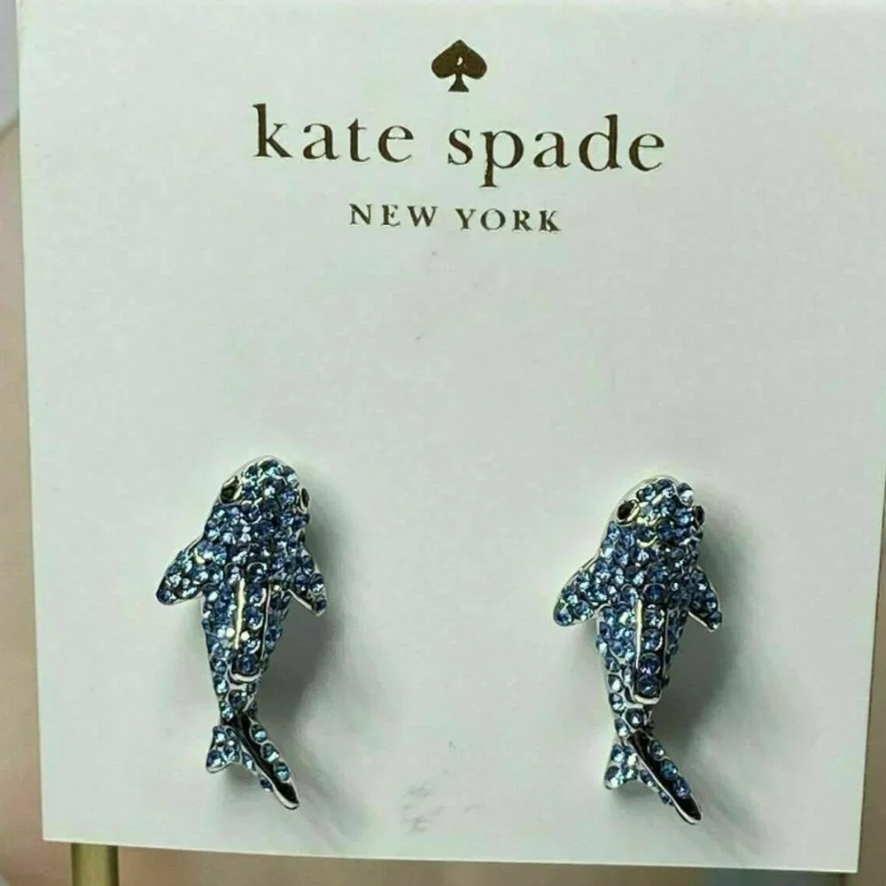 Kate spade Blue pave shark earrings - NWT
